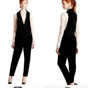 Anthropologie Harlyn Elegant Black Velvet Women's Jumpsuit